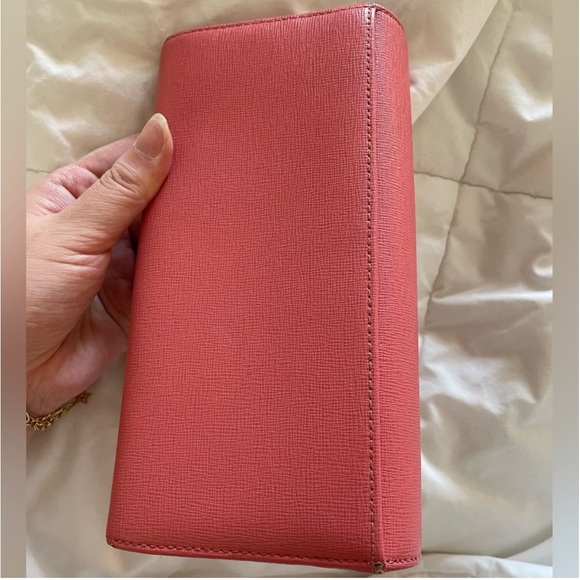 Furla two-fold long wallet L-shaped zipper coin purse pink leather for Ladies - Picture 12 of 15